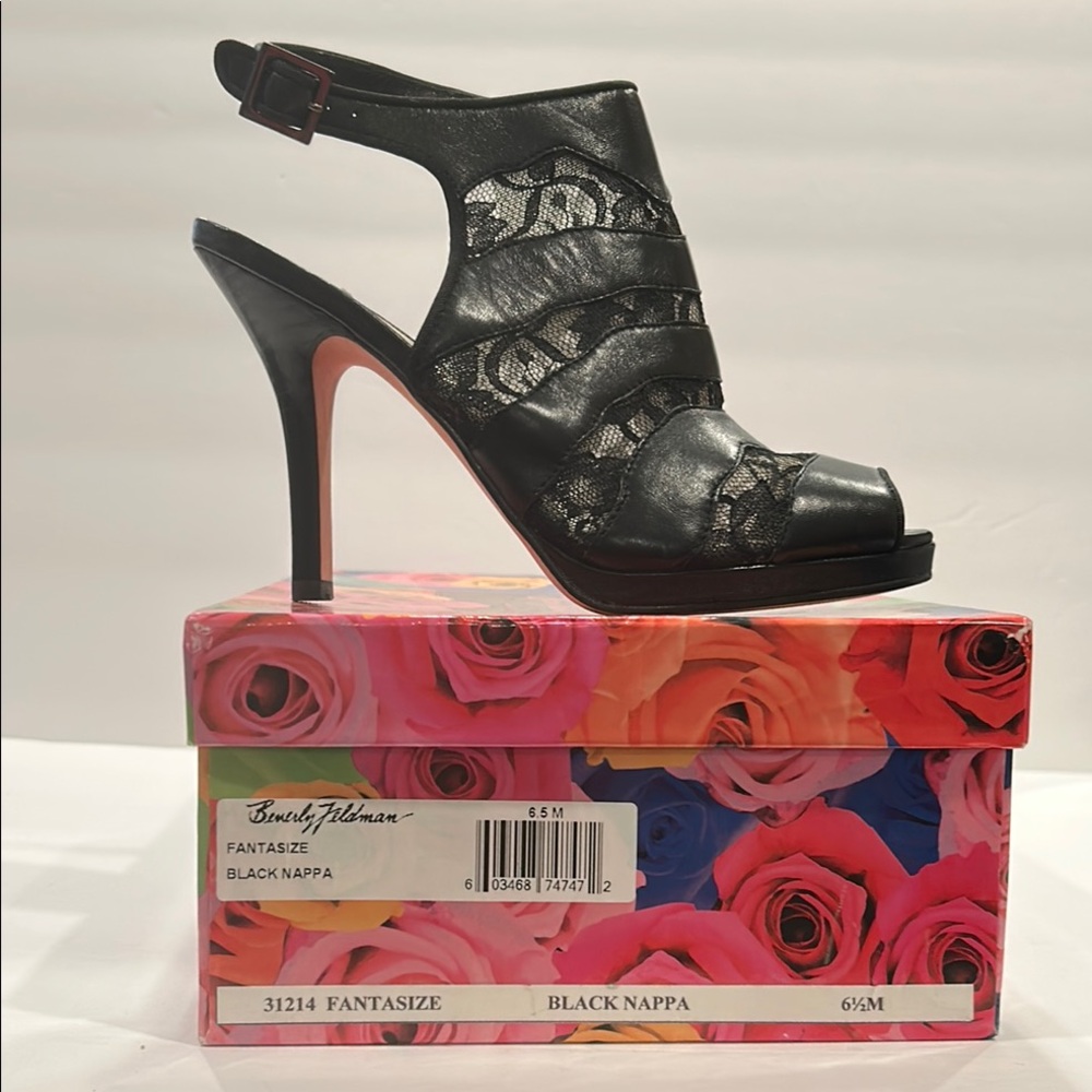Beverly Feldman Woman's Fantasize Black Napa High Heels  - Size 6.5